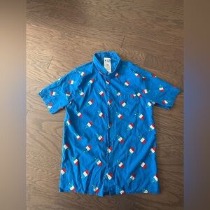 Isaac Morris IML button down popsicle shirt Sz small blue white red summer